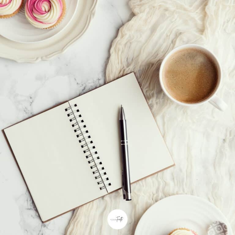 a notebook coffee and cupcakes