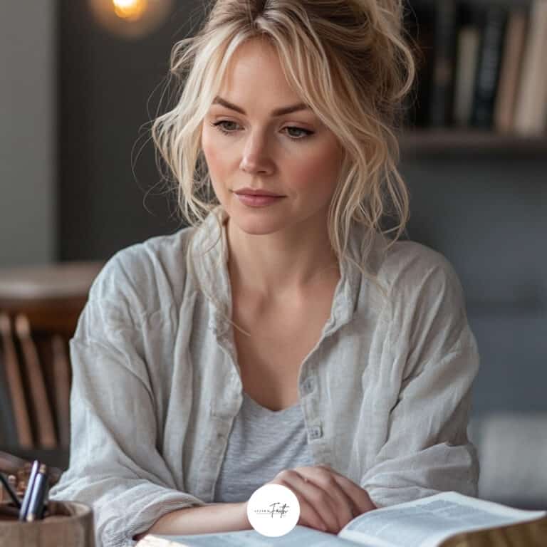 a woman studying a Bible