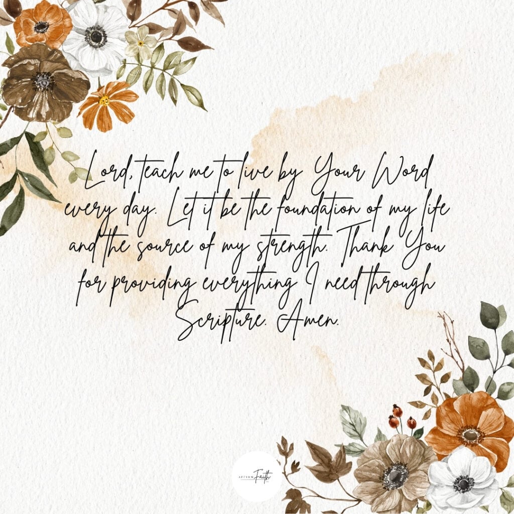 neutral florals with a prayer written in script font