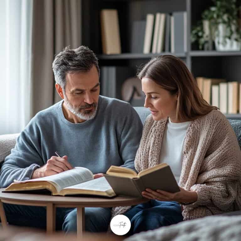 a couple studying the Bible together