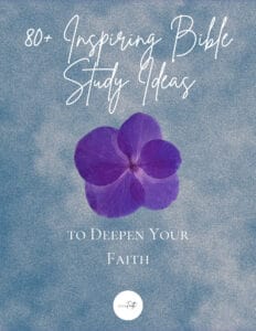 80+ Inspiring Bible Study Ideas to Deepen Your Faith - A textured blue background with a vibrant purple flower in the center and elegant white script text