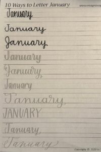 beginner hand lettering practice sheets 10 ways to letter January